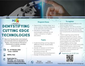 ONE WEEK FDP ON DEMYSTIFYING CUTTING EDGE TECHNOLOGY