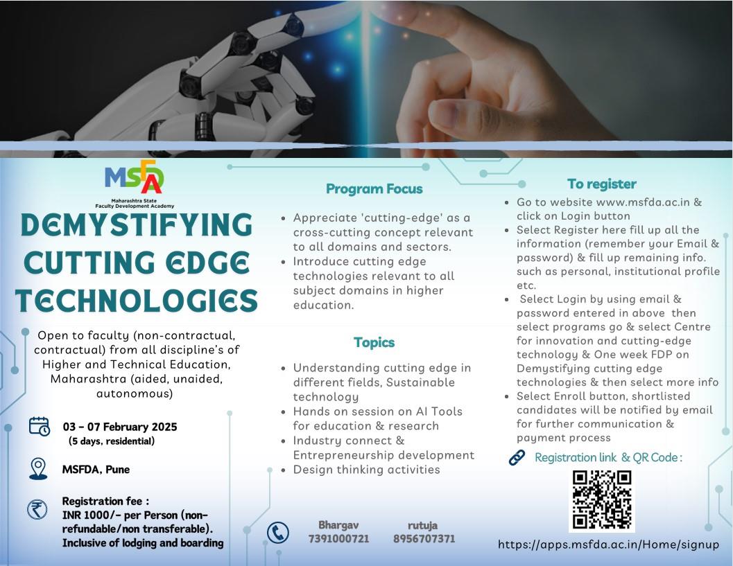 ONE WEEK FDP ON DEMYSTIFYING CUTTING EDGE TECHNOLOGY