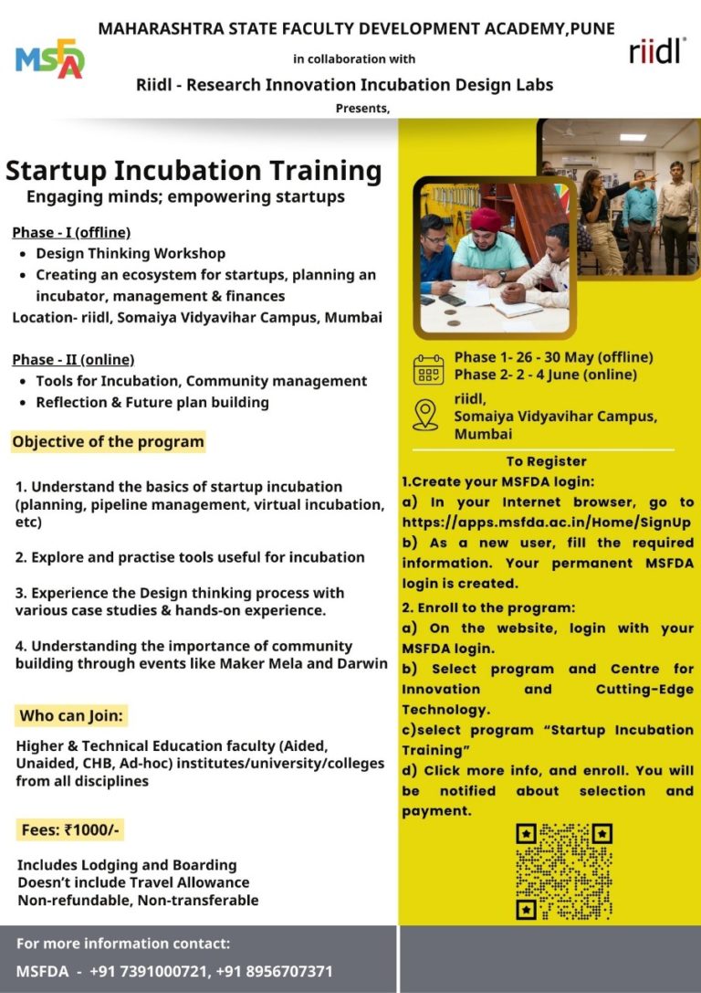 Startup Incubation Training Program Msfda